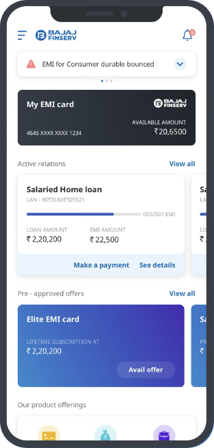 Bajaj finserv app screen